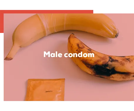 The image stylises the characteristics of the male condom, a method of contraception with 88% efficacy in daily use.