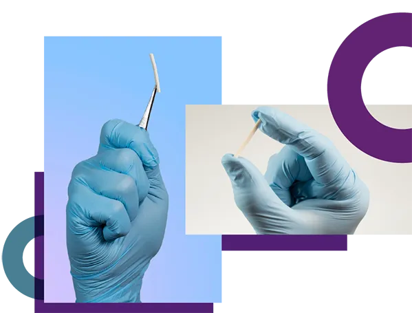 Image of contraceptive implant: Small rod that releases progestogen for 3 years. Over 99.9% effective in preventing pregnancy.