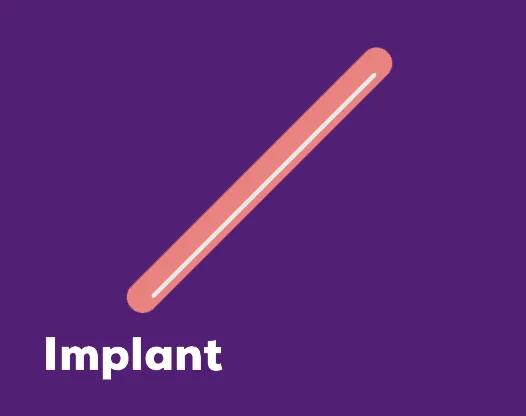 Image of an implant, a reliable and long-lasting contraceptive option with over 99,95% efficacy.